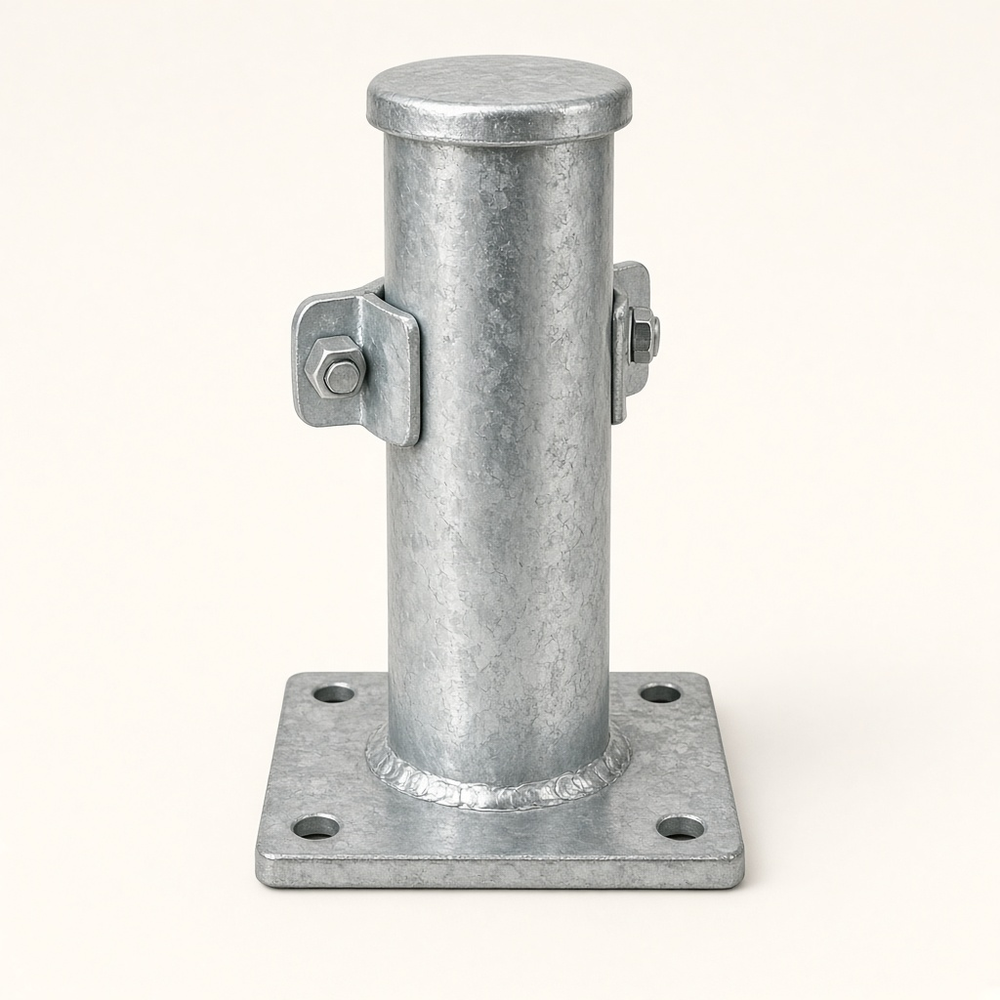 GI Post OD60 mm x 2450 mm with Base Plate and Fittings